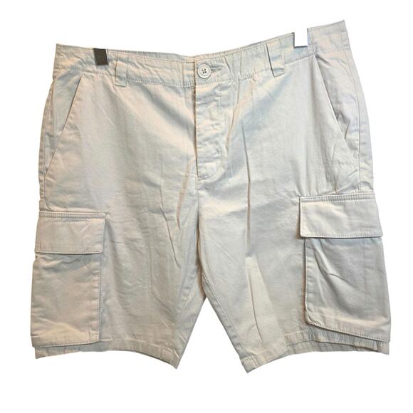 French Connection Mens Khaki Cargo Shorts Sz Large Beige Stone 10" Inseam Unisex - Picture 6 of 13